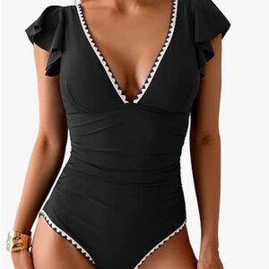 Black Ruffle One-Piece Swimsuit